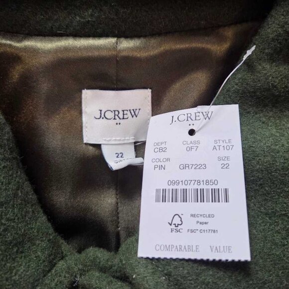 New 22 J Crew Factory wool-blend lady day coat in Pine Green - Picture 7 of 12